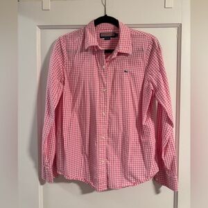 Vineyard Vines pink gingham button down shirt long sleeve Size 12